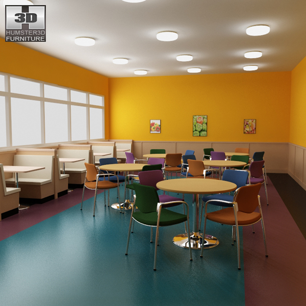 Dining room 04 Set – A Fast food Restaurant Furniture 3D model