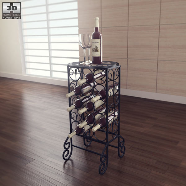 Glass Top Wine Table – Southern Enterprises 3D model