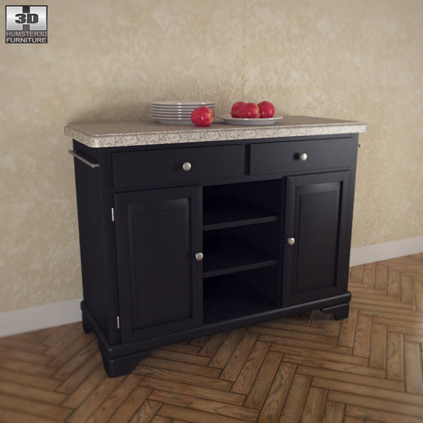 Kitchen Cart with Gray Granite Top 3D model