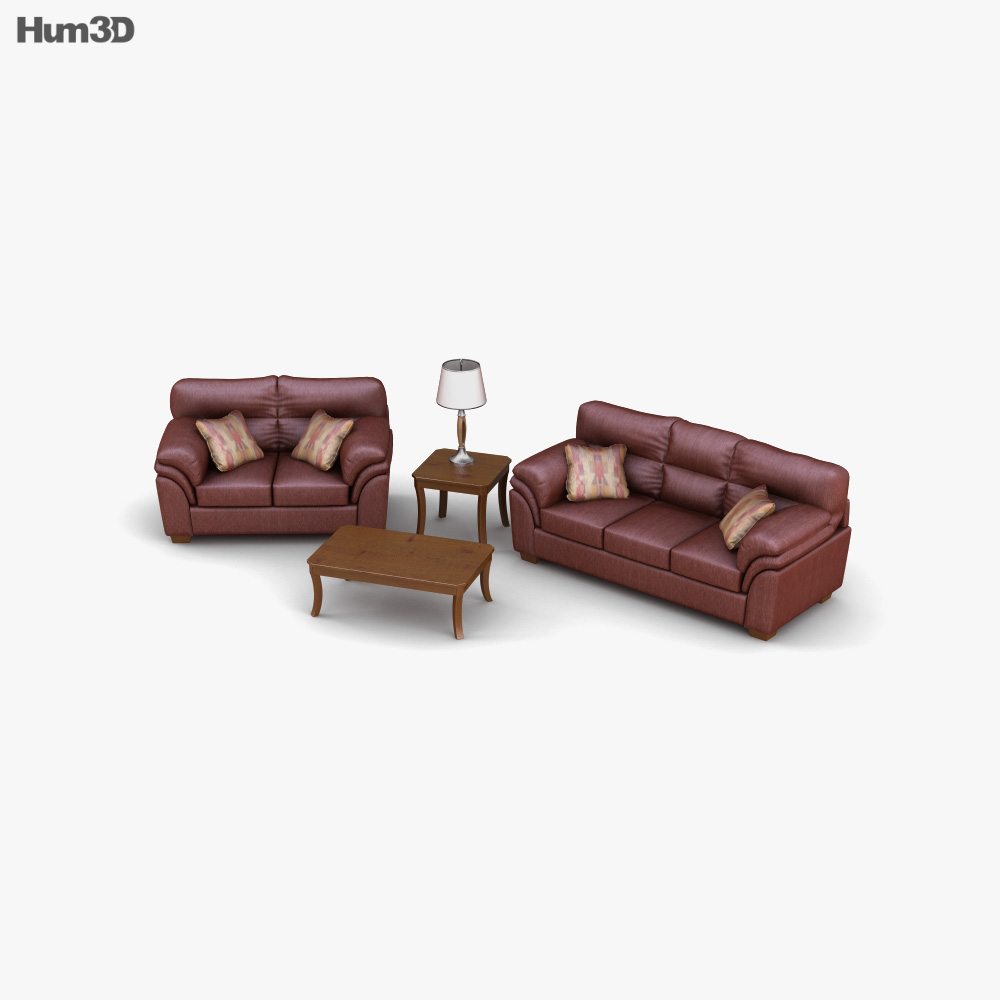 Ashley Hudson – Chianti sofa & loveseat Living Room Set 3D model