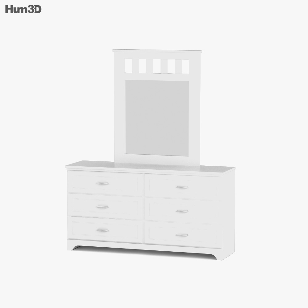 Ashley Lulu Dresser & mirror 3D model Download in MAX, OBJ, FBX, C4D