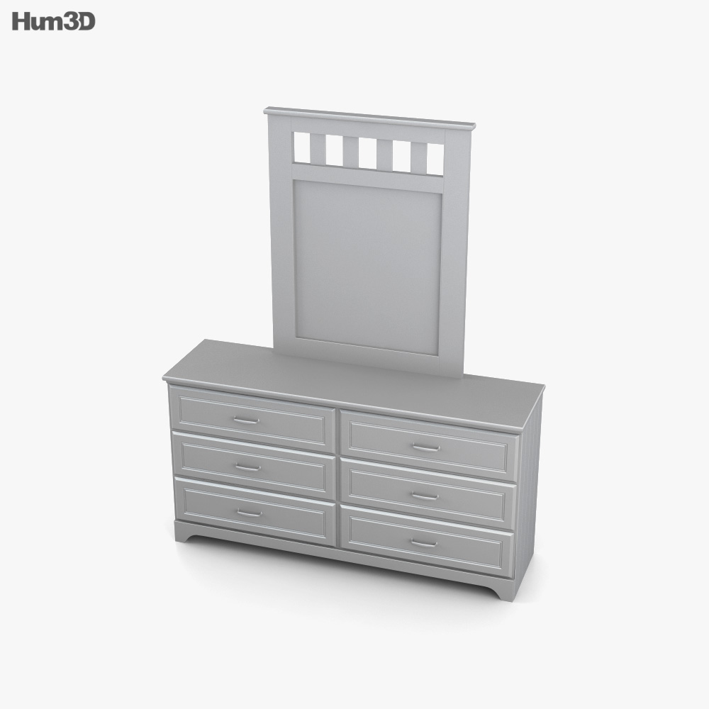 Ashley Lulu Dresser & mirror 3D model Download in MAX, OBJ, FBX, C4D