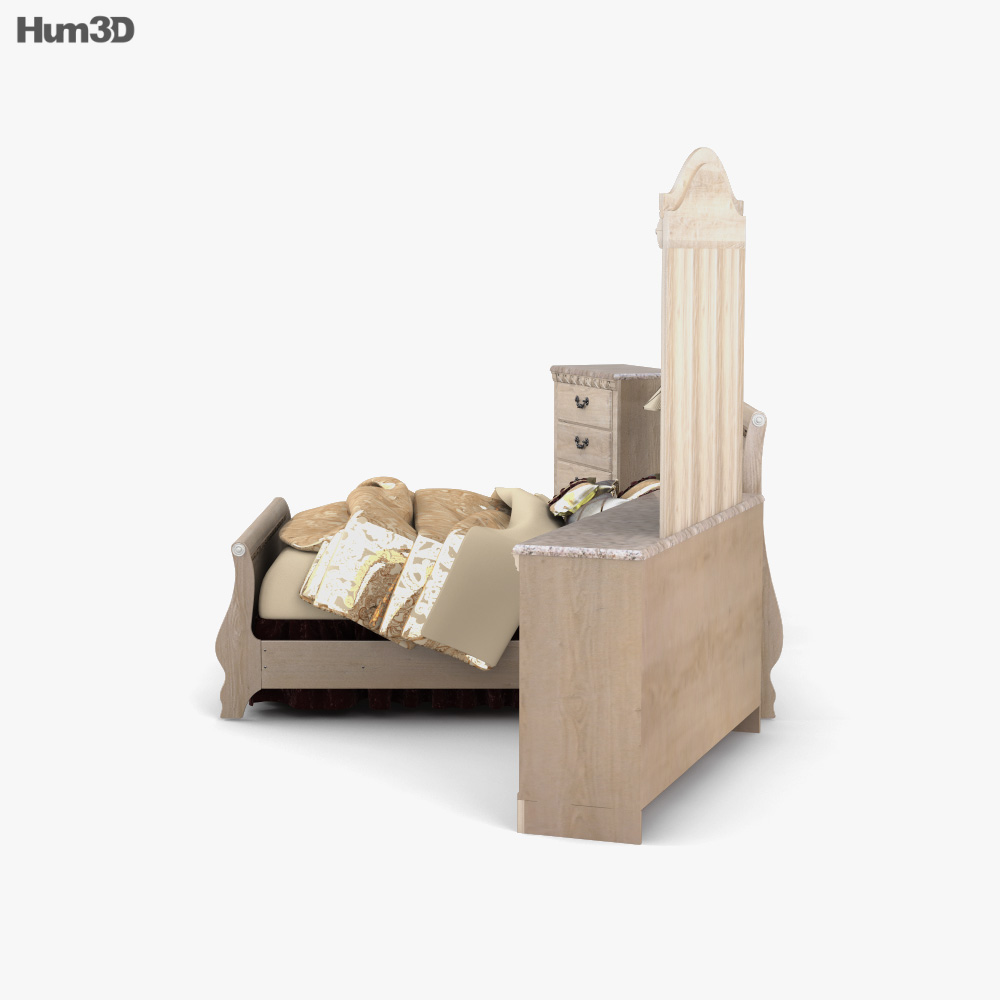 Ashley Silverglade Sleigh Bedroom set 3D model Download in MAX, OBJ