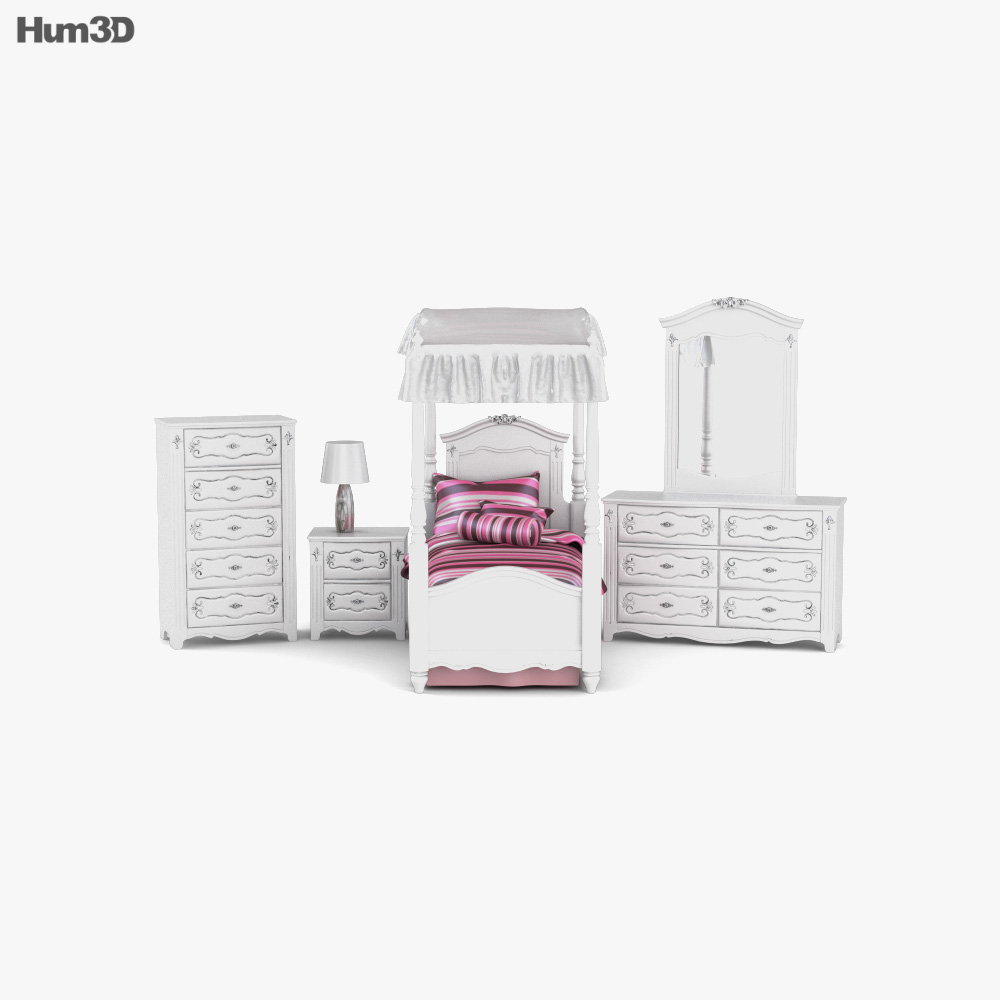 Ashley Exquisite Bedroom set 3D model Download in MAX, OBJ, FBX, C4D