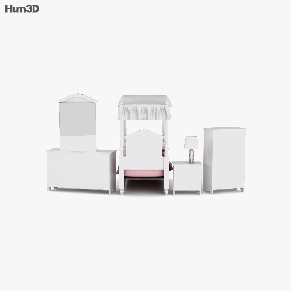 Ashley Exquisite Bedroom set 3D model Download in MAX, OBJ, FBX, C4D