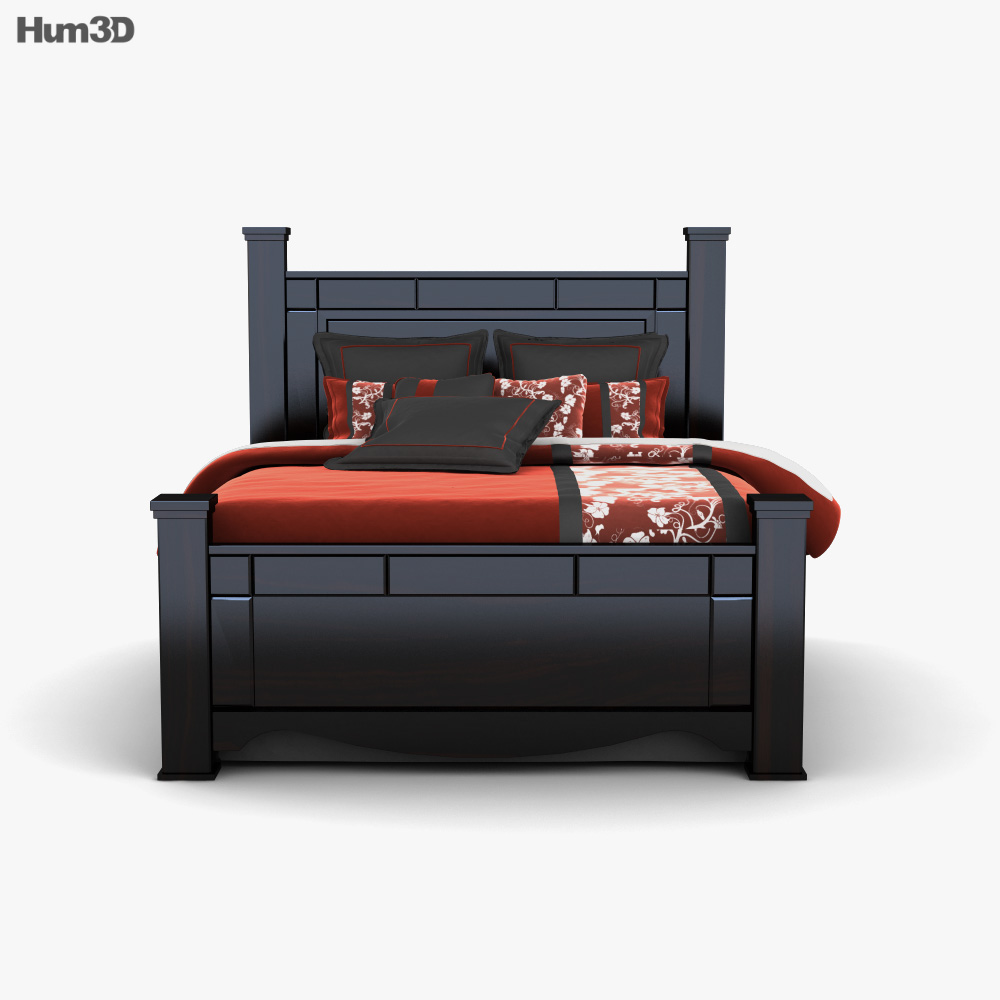 Ashley Shay Queen Poster bed with Storage 3D model Download in MAX