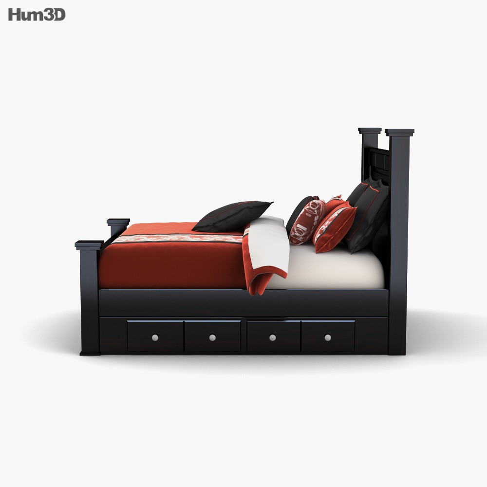 Ashley Shay Queen Poster bed with Storage 3D model Download in MAX