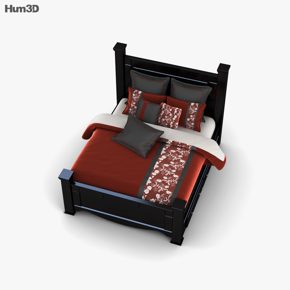 Ashley Shay Queen Poster bed with Storage 3D model Download in MAX