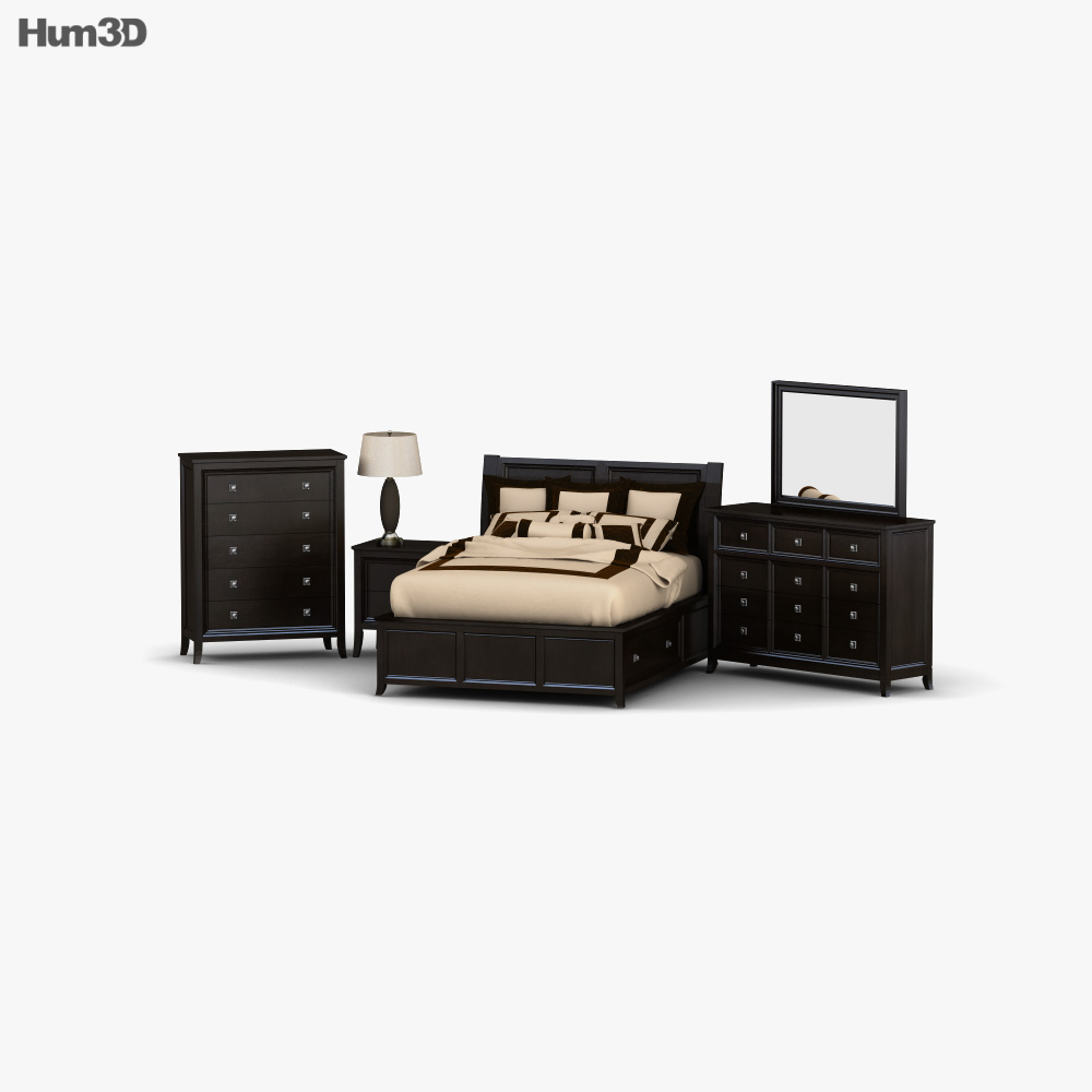 Ashley Martini Suite Storage Bedroom set 3D model Download in MAX