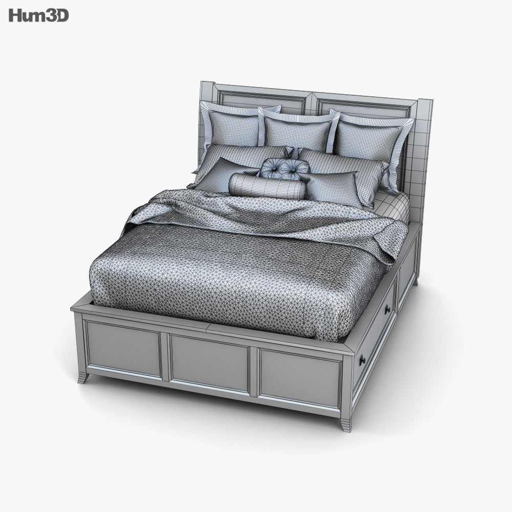 Ashley Martini Suite Queen Headboard Panel bed 3D model Download in