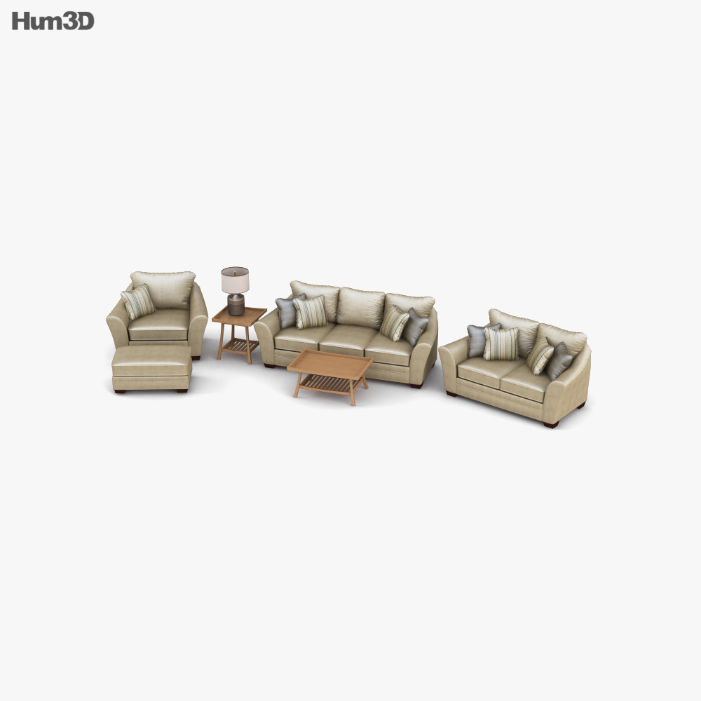 Ashley Lena – Putty Sofa & Loveseat Living Room Set 3D model