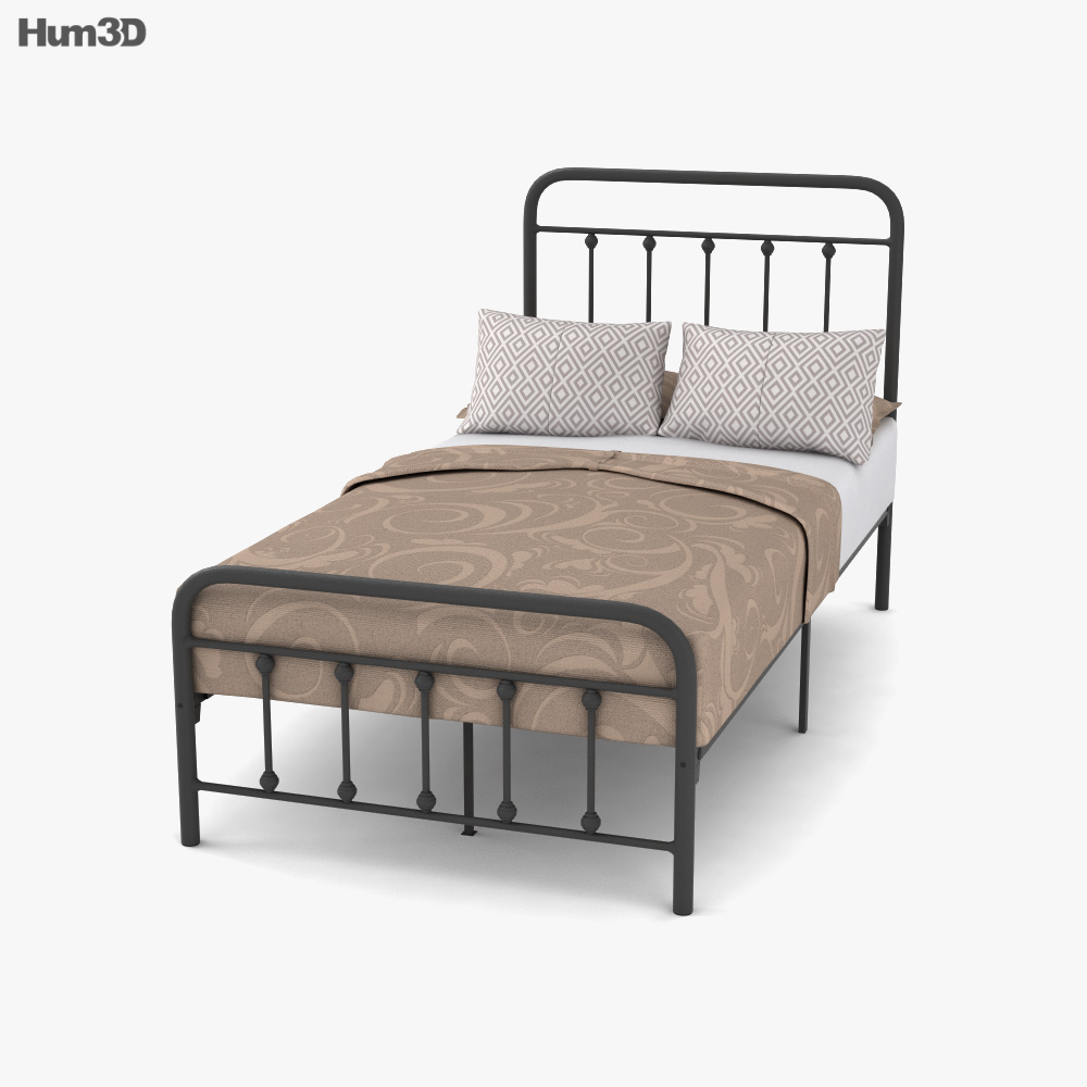 Victorian Vintage Twin Size Metal Bed 3D model
