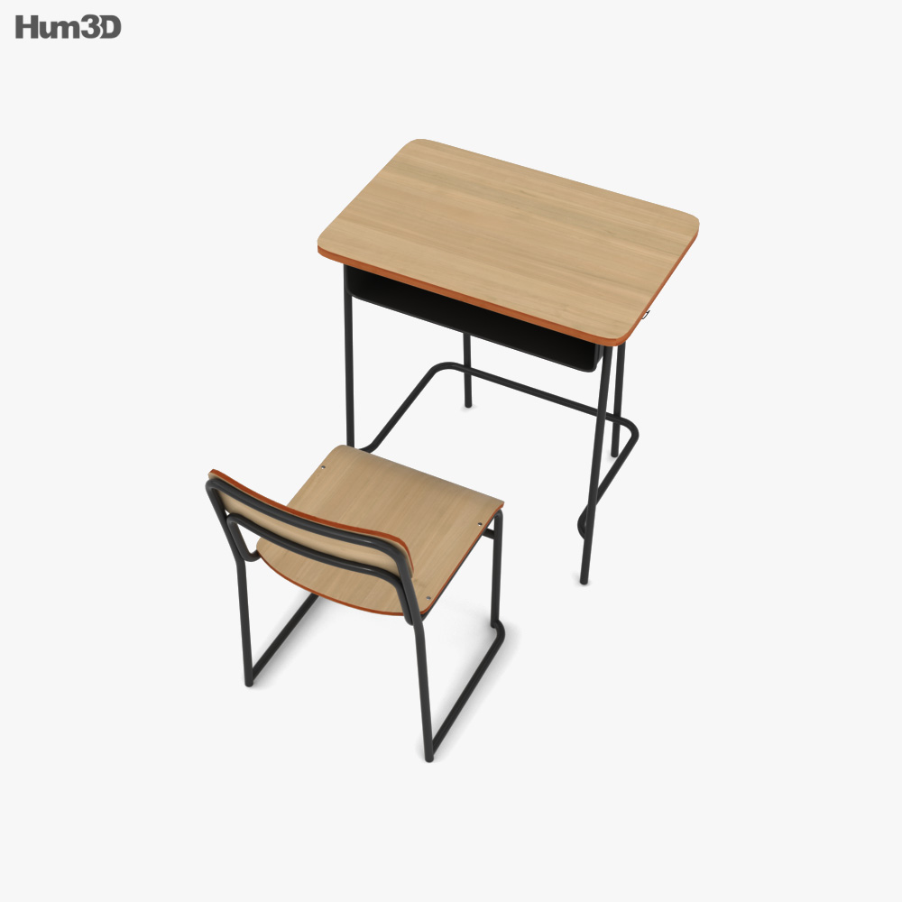 Japanese School desk 3D model Download in MAX, OBJ, FBX, C4D