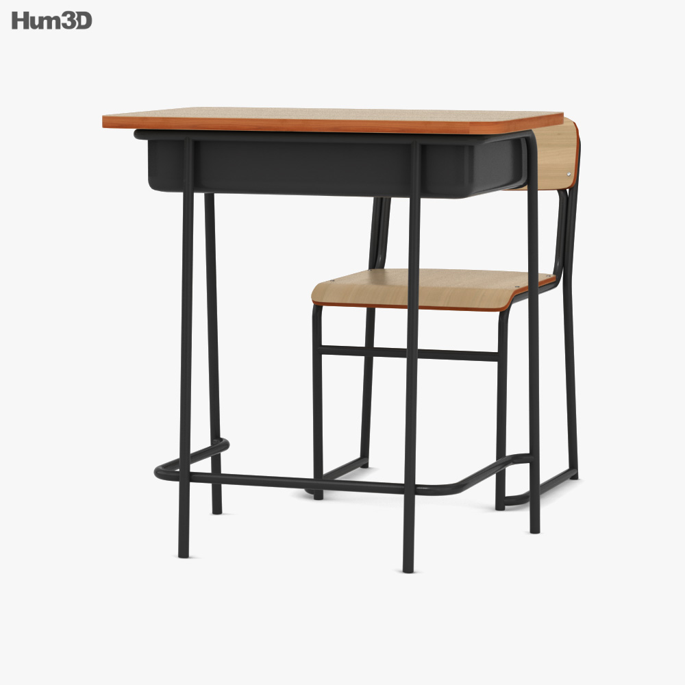 Japanese School desk 3D model Download in MAX, OBJ, FBX, C4D