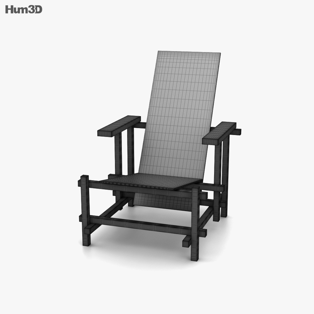 Gerrit Rietveld Red Blue Armchair 3D model Download in MAX, OBJ, FBX, C4D