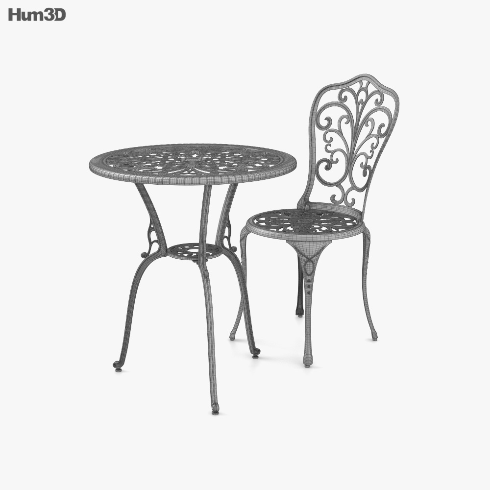 Garden Cast Iron table and chair 3D model Download in MAX, OBJ, FBX, C4D