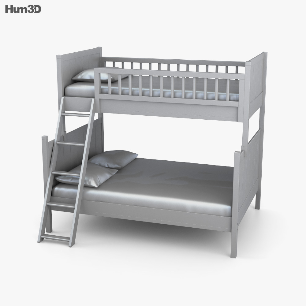 Pottery Barn Camp Twin Over Full Bunk bed 3D model Download in MAX, OBJ, FBX, C4D