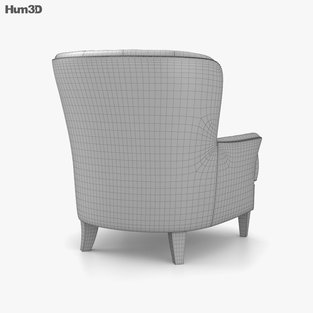 Pottery Barn Cardiff Tufted Upholstered Armchair 3D model Download in