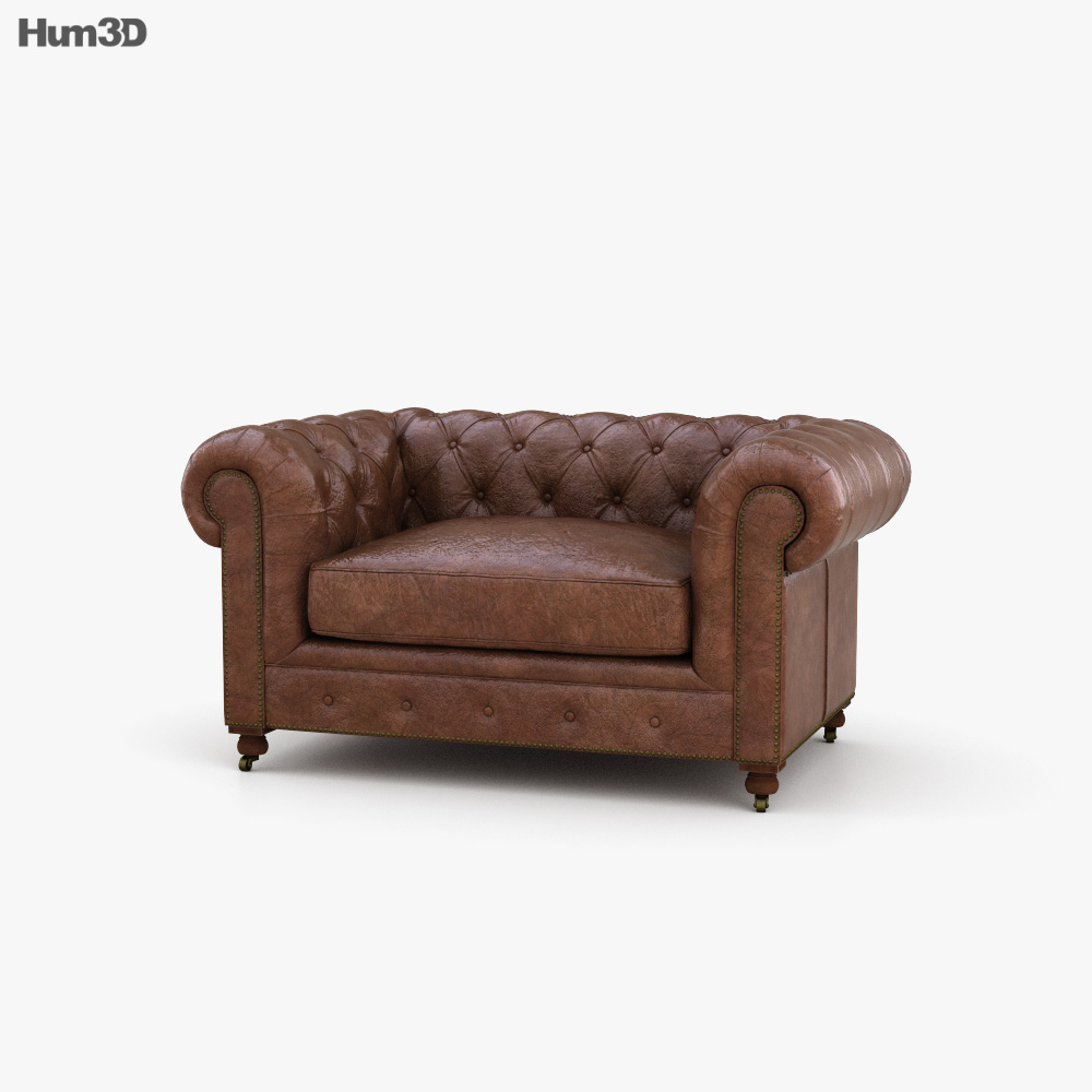Restoration Hardware 60 Keningston Leather sofa 3D model