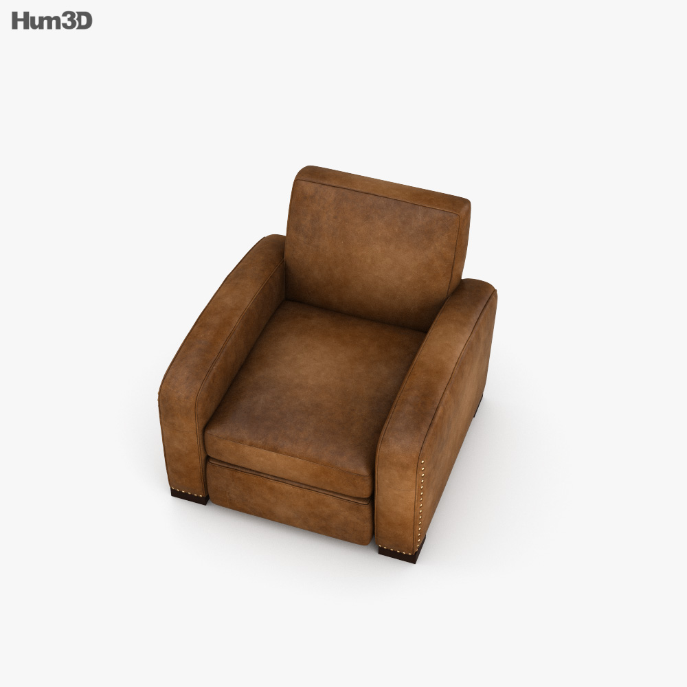 Restoration Hardware Library Leather armchair 3D model Download in