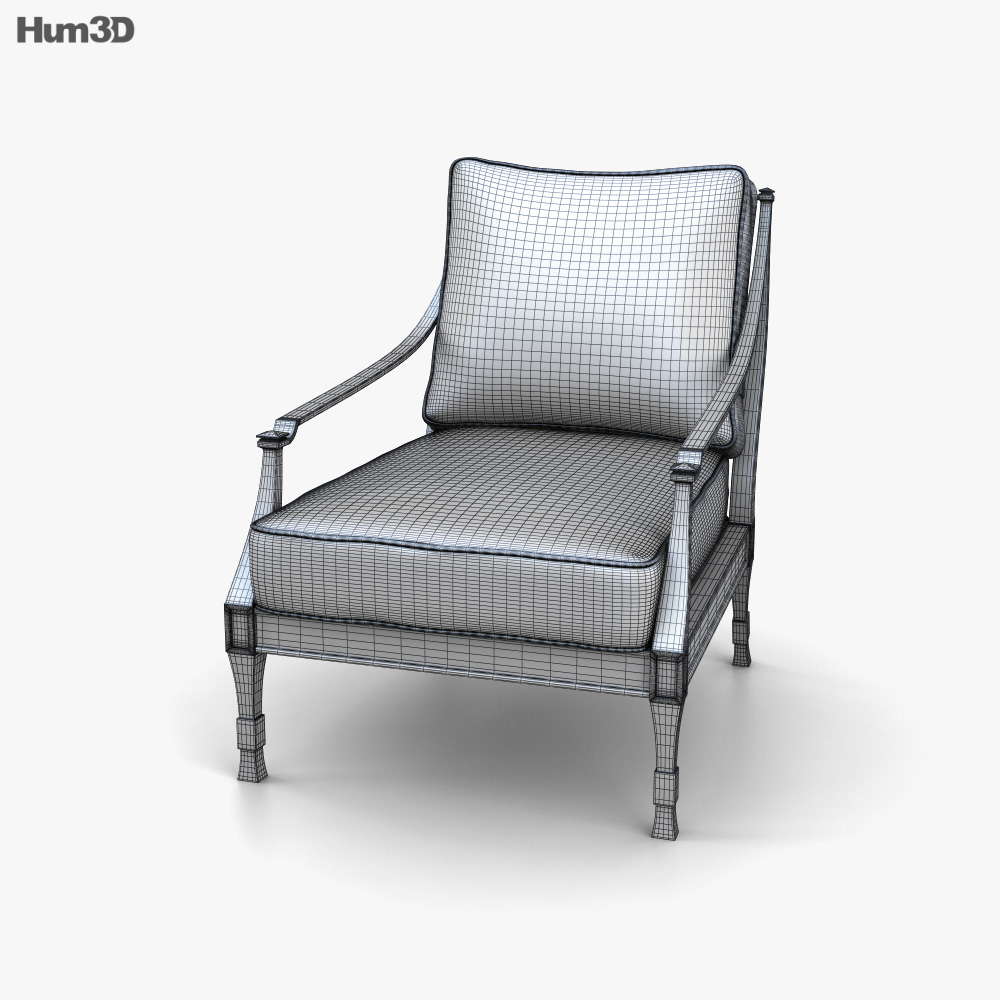 Restoration Hardware Antibes Luxe Lounge chair 3D model Download in MAX, OBJ, FBX, C4D