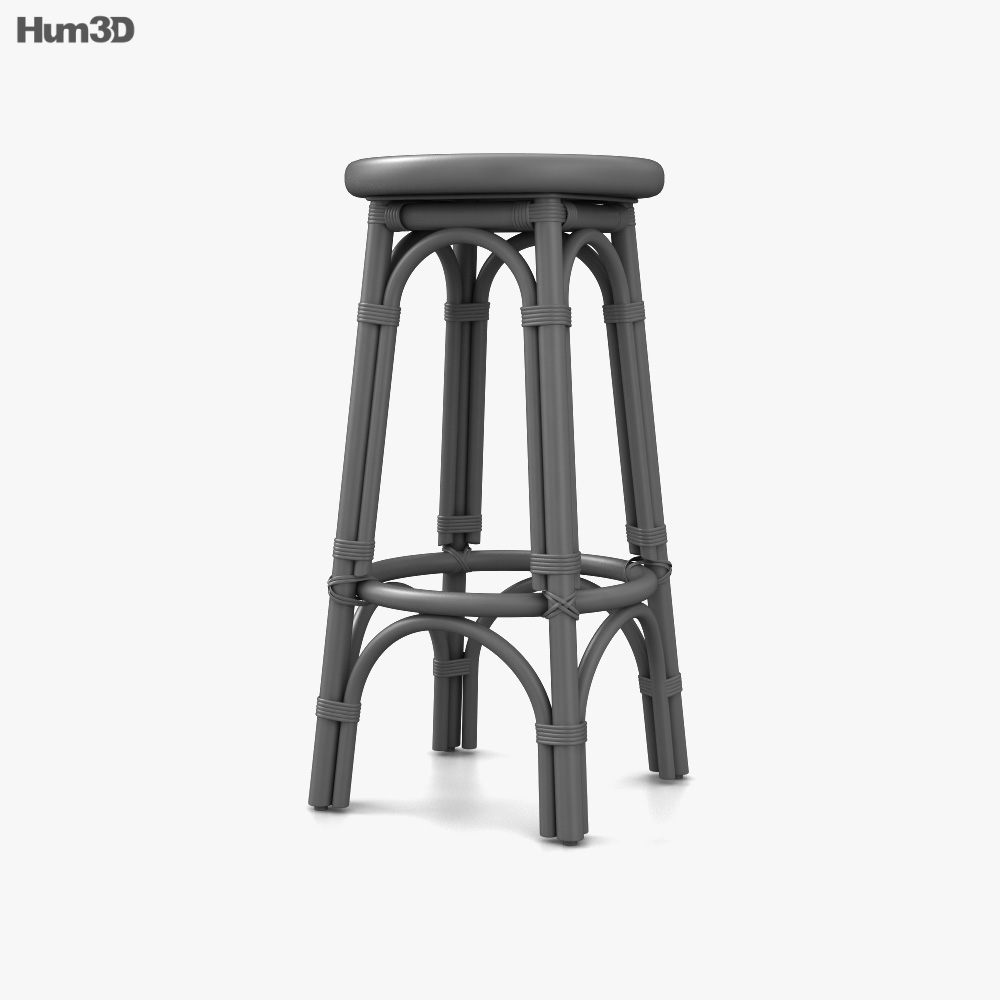 Restoration Hardware St Germain Rattan Backless Bar and Counter Stool