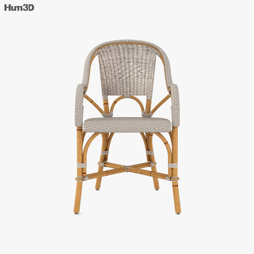 Restoration Hardware St Germain Rattan Dining armchair 3D model Download in MAX, OBJ, FBX, C4D