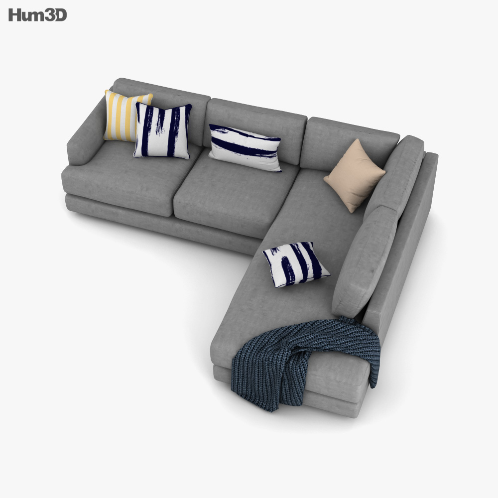 West Elm Haven Sectional sofa 3D model Download in MAX, OBJ, FBX, C4D