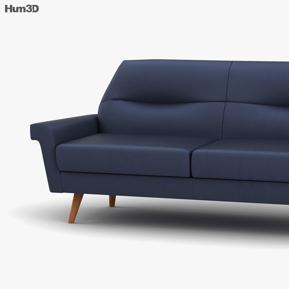 West Elm Denmark Leather sofa 3D model Download in MAX, OBJ, FBX, C4D